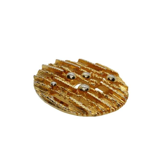 Scarf Clip - Vintage Gold Tone SR95 Round with Jagged Lines and Gold Tone Balls inbetween - ML3536