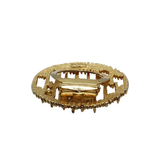 Scarf Clip - Vintage Gold Tone SR95 Round with Jagged Lines and Gold Tone Balls inbetween - ML3536