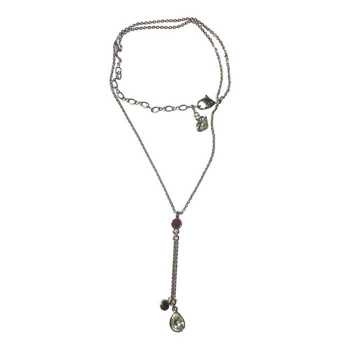 Necklace/Pendant - Swarovski. 2 Red Crystals. Clear Pear Shaped Crystal at bottom of pendant - ML...