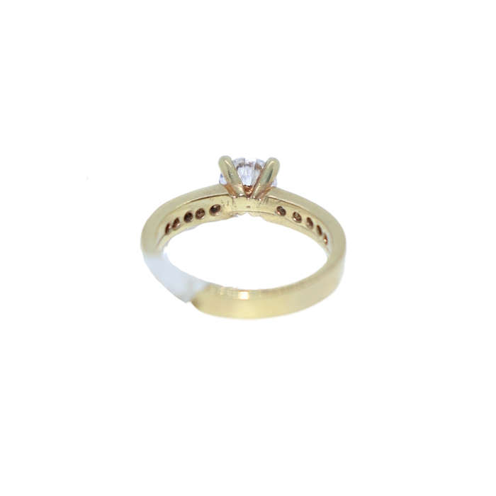 Ring -  Silver Gilt Engagement Ring. Large clear stone. 5 x side stones on both sides - ML3610