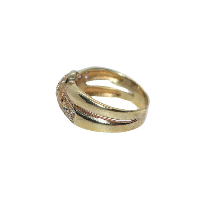 Ring - Silver Gilt Cross Over Design Pave ring - ML3618