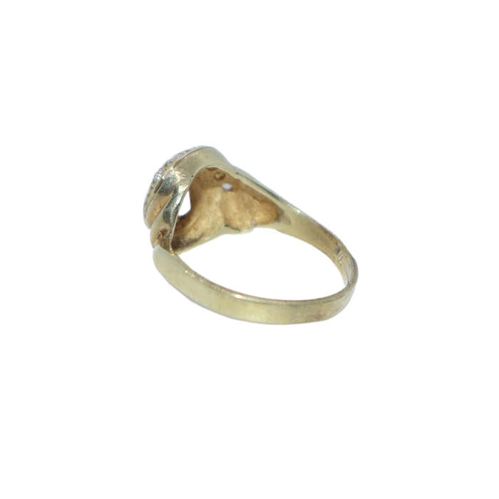Ring - Silver Gilt ladies shell shape . large clear stone in centre and clear stones - ML3633