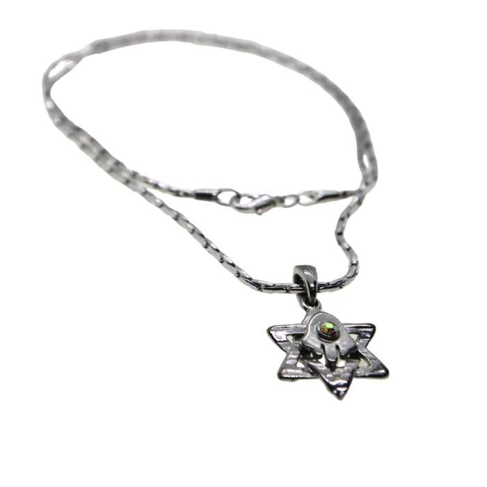 Pendant - Hamsa with Centre Stone on Magen David #ML001
