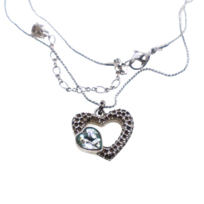 Necklace - Swarovski Necklace with heart.  Large stone. - ML3677