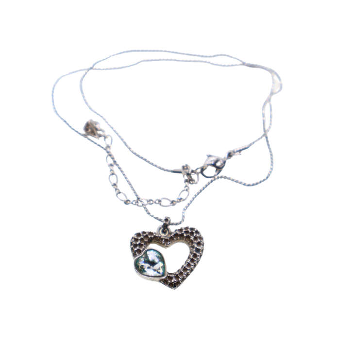 Necklace - Swarovski Necklace with heart.  Large stone. - ML3677