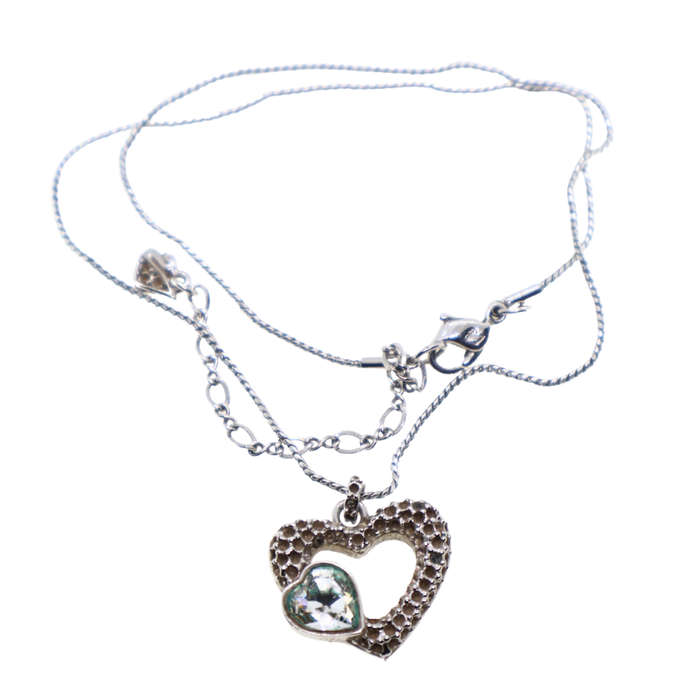 Necklace - Swarovski Necklace with heart.  Large stone. - ML3677