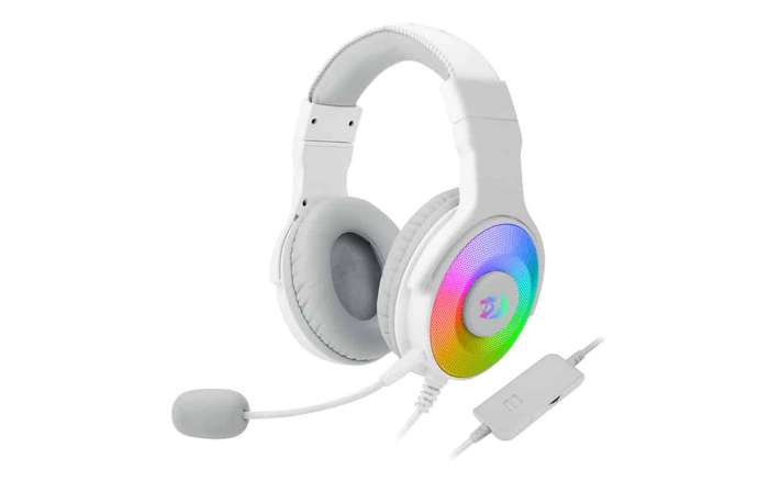 Redragon Over-Ear Pandora USB|Aux RGB Gaming Headset - White