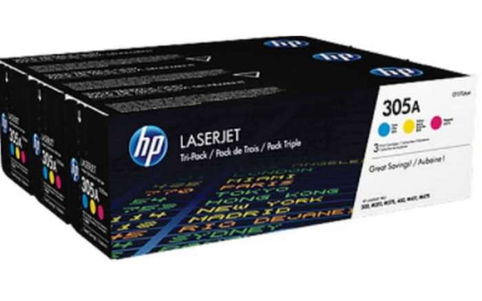 HP 305A 3-pack Cyan/Magenta/Yellow Original LaserJet Toner Cartridges