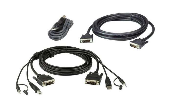 Aten 2L-7D02UDX3 1.8M USB DVI-D Dual Link Dual Display Secure KVM Cable Kit