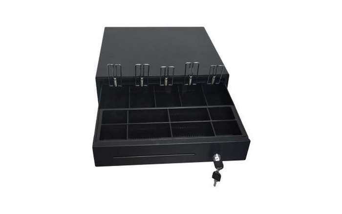 Pinnpos Cash Drawer CM410 Black 24V RJ11 Connector Insert Tray 5 Bill 8 Coin