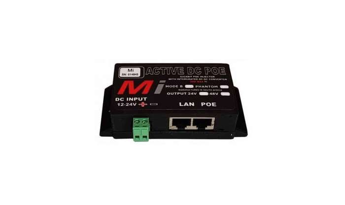 Micro Instruments Gb DC PoE Injector, 12V in 24V out, 30W Max