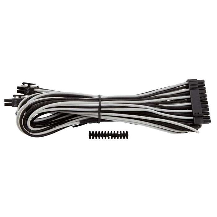 Corsair - Individually Sleeved Type 4 PSU Cables ATX 24 Pin - White/Black