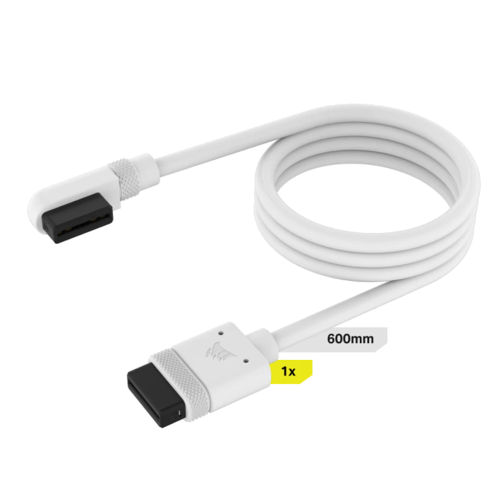 Corsair iCUE Link Cable; 1x 600mm with Straight/Slim 90 Connectors; White