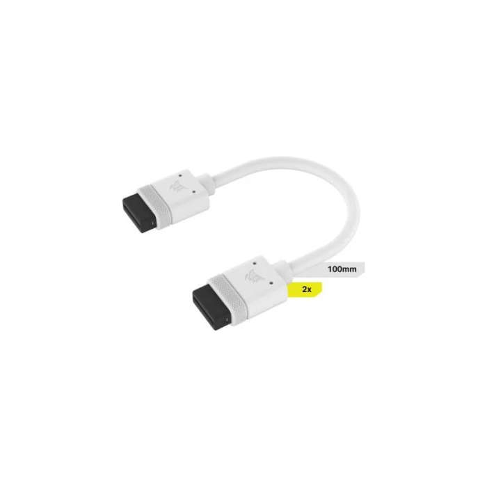 Corsair iCUE Link Cable; 2x 100mm with Straight Connectors; White