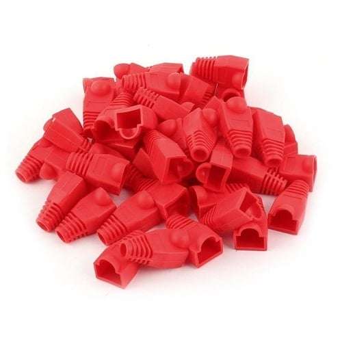 Acconet RJ45 Connector Boots, Red, 50 Pack