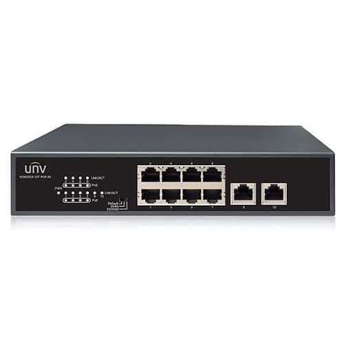 Uniview Switch 8XPoE 10/100M, 2X RJ45 Uplink 10/100M - CCTV