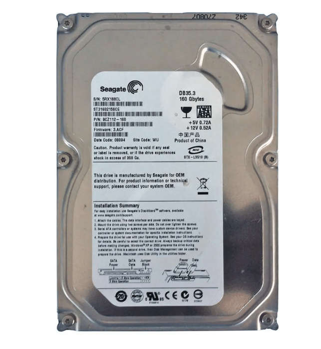 160GB Seagate 3.5" SATA 7200rpm 2MB Internal HDD DB35.3 Series