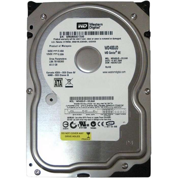Western Digital 40GB, 3.5", SATA, 7200rpm, 8MB