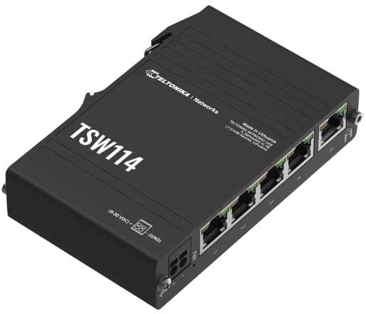 Teltonika Industrial 5 port Gigabit Switch, Supports auto MDI/MDIX cro