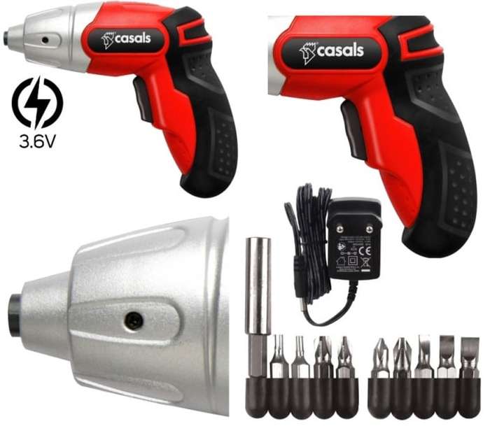 Casals Screwdriver Cordless 10 Piece Set Plastic Red