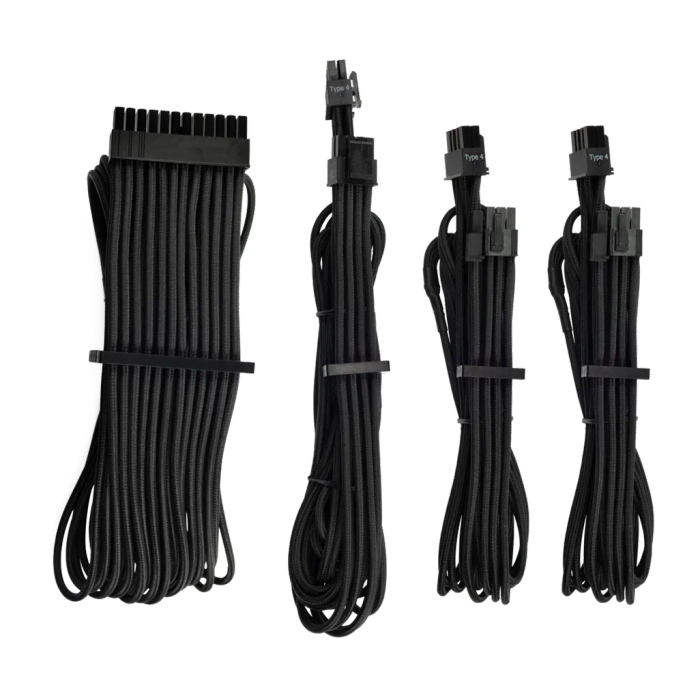 Corsair Premium Individually Sleeved Starter Kit Type 4 Gen 4 Black PSU Cables