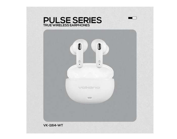 Volkano Pulse Series True Wireless Earphones with Charging Case - Whit