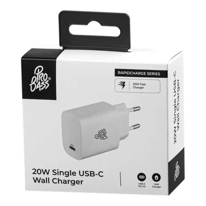 Pro Bass Rapid Charge Series 20W Single Type-C Wall Charger