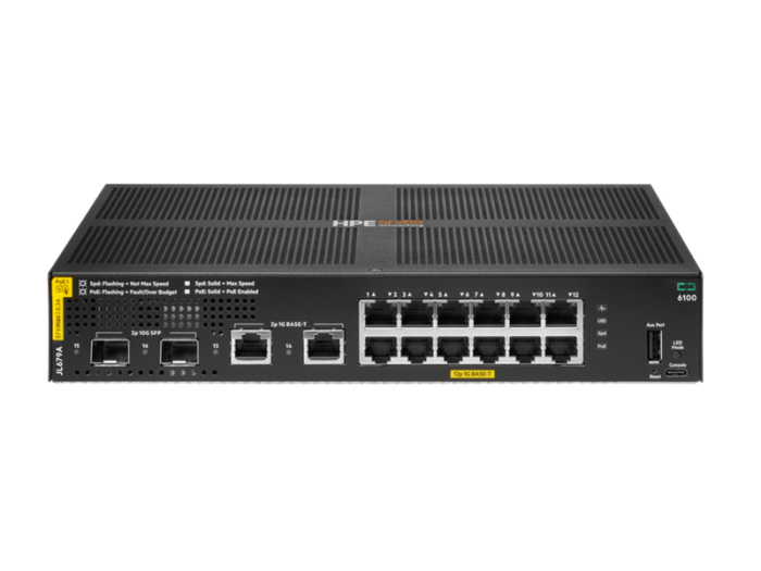 Aruba Networking CX 6100 12G Class4 PoE 2G/2SFP+ 139W Switch