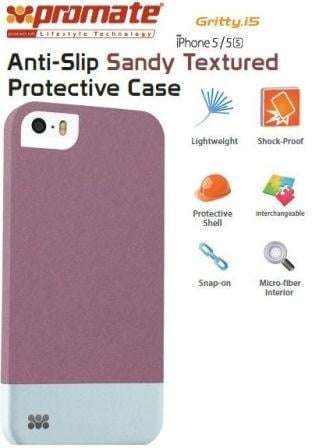 Promate Gritty-i5 iPhone 5 Anti-Slip Sandy finishing protective case for iPhone 5/5s Colour: Maroon