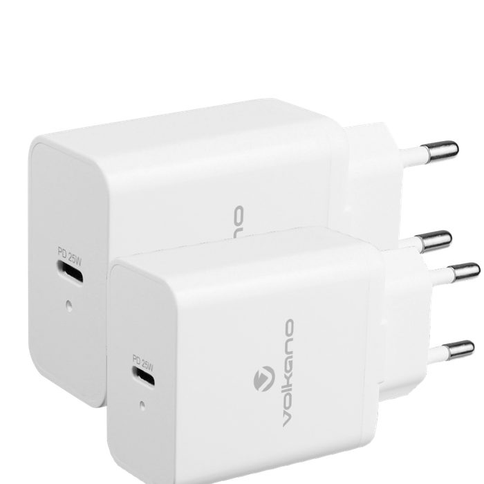 Volkano Potent series 25W P.D. / PPS Wall Charger Bundle of 2 - White
