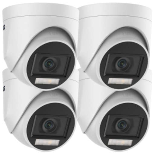 4x Annke 3K(5MP) TVI Audio & Smart Dual Light Turret Camera (Plastic) with power adapter & BNC ca...