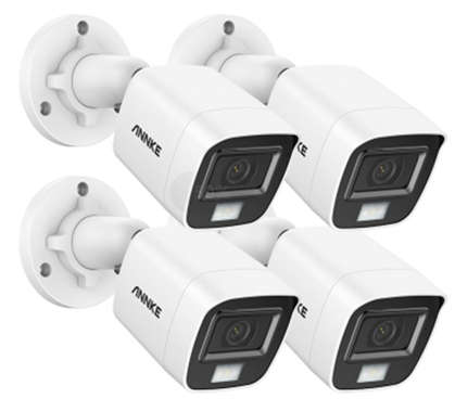4x Annke 2MP TVI Audio & Smart Dual Light Bullet Camera (Plastic) with power adapter & BNC cables...