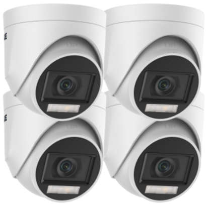 4x Annke 2MP TVI Audio & Smart  Dual Light Turret Camera with power adapter & BNC cables