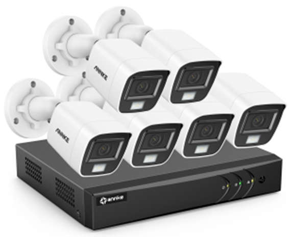 Annke 8CH 3K(5MP) Lite H.265+ Hybrid DVR + 6x Annke 2MP TVI Audio & Smart Dual Light Bullet Camer...