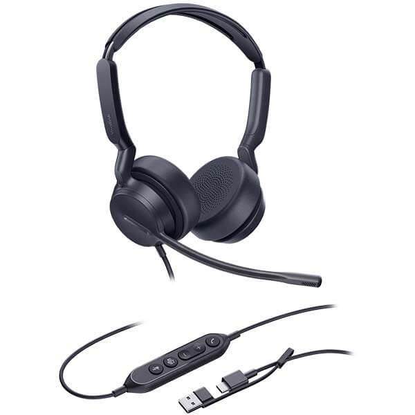 Yealink UH42 Dual USB Headset, USB-C with USB-C/A Adapter, MS Teams Ce