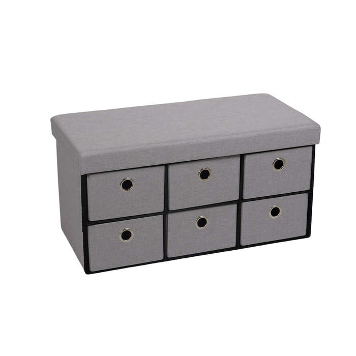 Foldable storage ottoman with six  drawers
