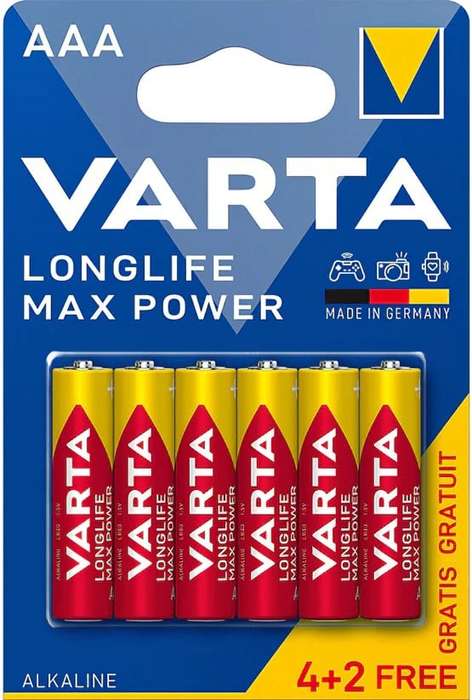 VARTA MAX POWER ALKALINE 6 PACK AAA BATTERIES