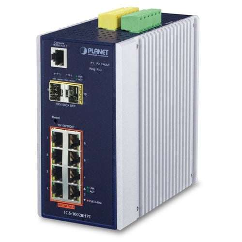 Planet Industrial 8-port 10/100/1000T 802.3at PoE + 2-port 1G/2.5G SFP