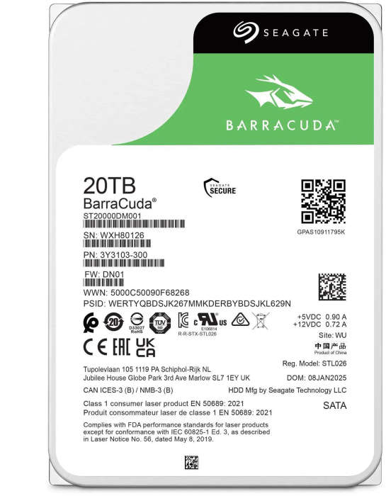 Seagate Barracuda ST20000DM001 20TB 3.5'' HDD Desktop Internal drives;