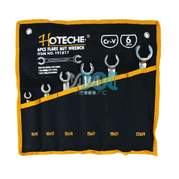 Hoteche Chrome Vanadium 6 Piece Flare Nut Wrench Set