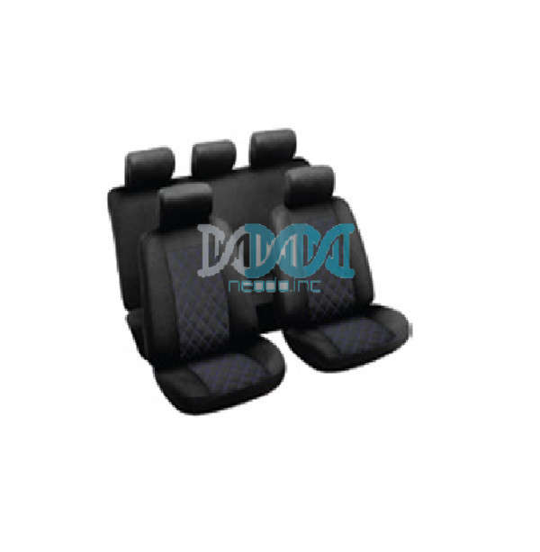9 Piece Seat Covers Grid Blue/Black