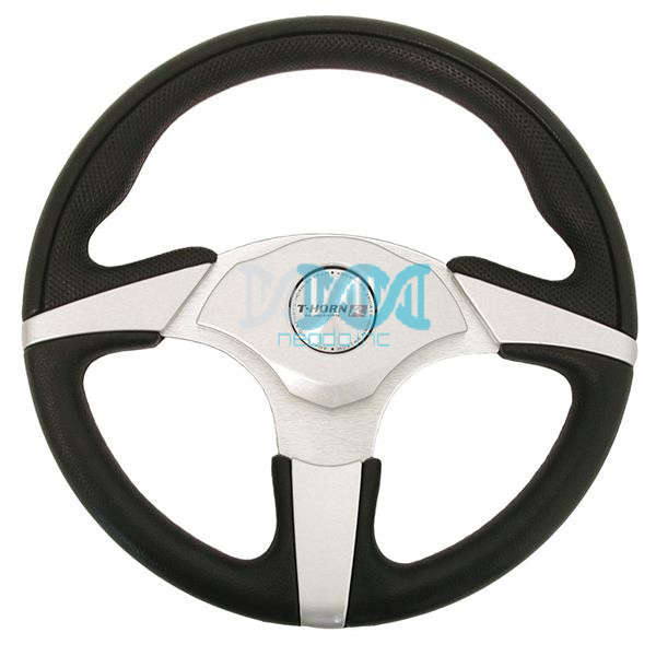 330mm Steering Wheel - Polyeurathane - Black And Silver