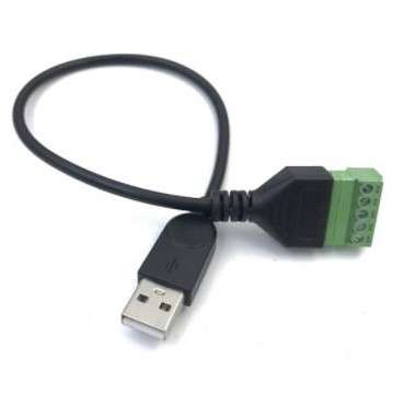 USB Male to 5-Pin Screw Terminal Adapter Cable - 30 cm, Shielded