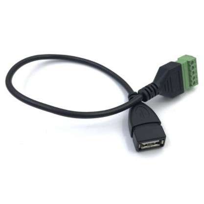 USB Female to 5-Pin Screw Terminal Adapter Cable  - 30 cm, Shielded