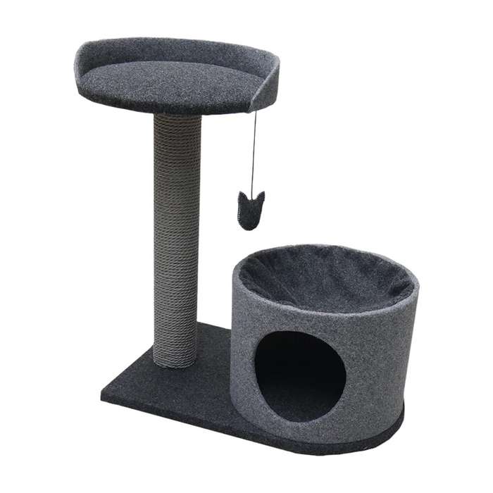 Rosewood Charcoal Felt Cat House & Perch