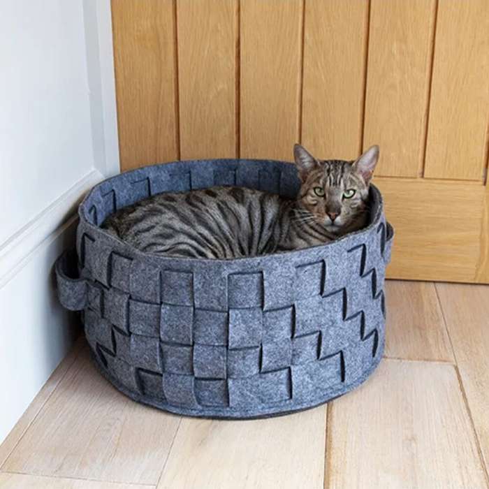 Rosewood Silver Felt & Fur Plaited Small