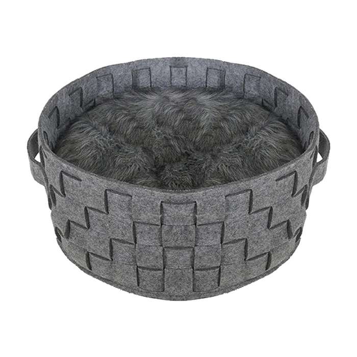 Rosewood Silver Felt & Fur Plaited Small