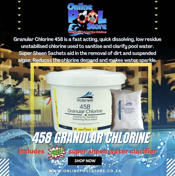 POOL CHLORINE WATERWELL PROFESSIONAL 458 10KG (FREE WATER CLARIFIER INCLUDED)