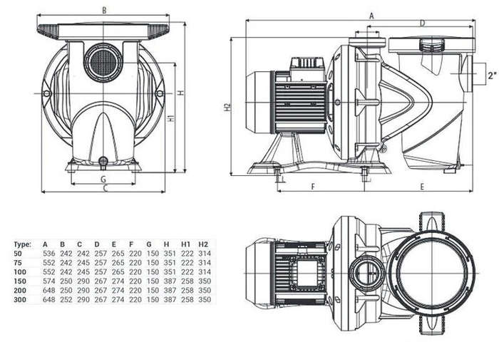 POOL PUMP AND MOTOR 2.2kW DAB EUROSWIM 300M