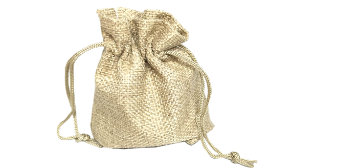 Hessian drawstring bag, ~70x90mm, Light brown / khaki